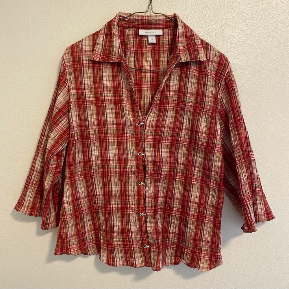 Dress barn Women's Striped Crinkly Button Shirt